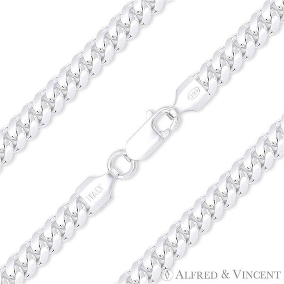 4.9mm Miami Cuban / Curb Link Chain Necklace in Solid .925 Sterling Silver 22" - Picture 1 of 2